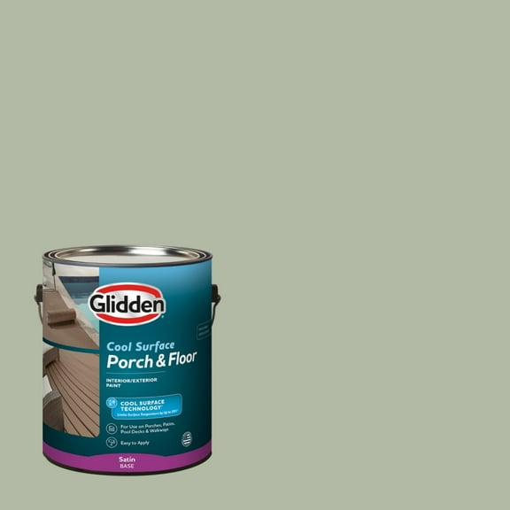 Glidden Porch and Floor with Cool Surface Technology Satin Interior/Exterior Paint, Light Sage, 1 Gallon