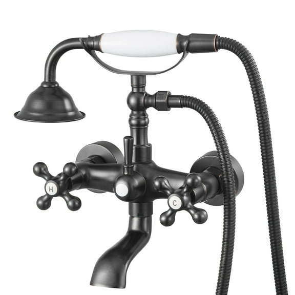 VEVOR Clawfoot Tub Faucet,Wall Mount Bathtub Faucets with Handheld Shower,Vintage Oil-Rubbed Bronze Clawfoot Tub Filler Faucet Shower Kit with Adjustable Swing Arms & 360° Rotation Spout for Bathtubs