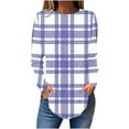 thumbnail image 3 of QATAINLAV Plus Size Tops for Women 2025 Fall Fashion Plaid Long Sleeve Shirts Casual Loose Fit Pullover Blouse Going Out Outfits Purple L, 3 of 6