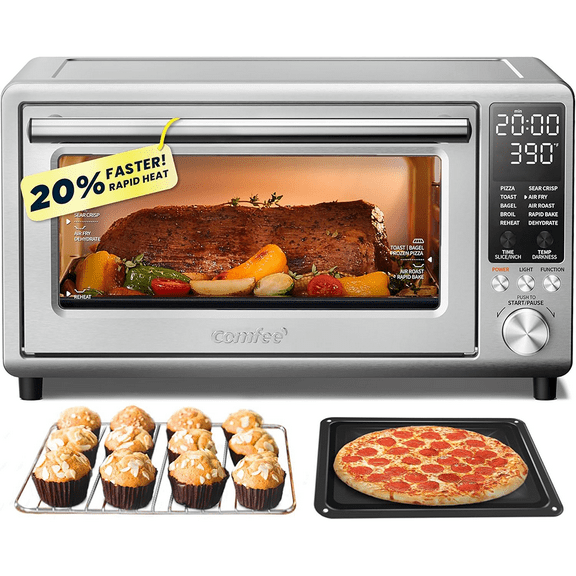 (Remis à Neuf par le Fabricant) Comfee' CFO SA231 Four Grille-Pain et Friteuse à Air Chaud avec Technologie de Chaleur Ultra-Rapide, Acier Inoxydable 1750 W