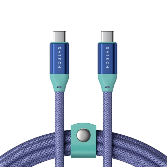 Satechi USB C to USB C Cable, 240W PD, 20Gbps Transfer Speed, 4K/60Hz Video Output, 1m/3.3ft, Braided, for MacBook, iPad, Galaxy, Laptops or More - Purple Aqua