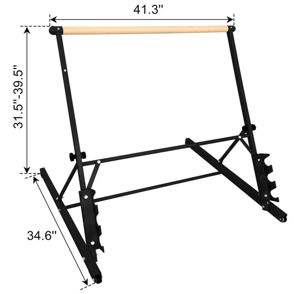 Home Gym Equipment, 3.5FT Black Solid Wood Ballet Barre With Adjustable Range Of 31.5-39.5 Inches For Dance Practice, Black Exercise Equipment,Steel Fitness Equipment