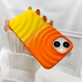 thumbnail image 7 of Compatible with iPhone 13 Phone Case Girls Cute Gradient Bicolor Crimp Wave Pattern Soft Silicone Shockproof Camera Protective Back Cover Slim Phone Case for Women - Orange Yellow, 7 of 7