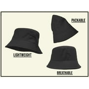 Bucket Hat For Men Women - Cotton Packable Fishing Cap, Black L/XL