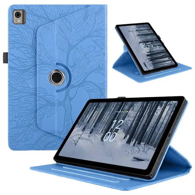 For Nokia T21 Tablet Case 10.4 inch Emboss Tree 360 Rotating Stand Tablet Coque For nokia t21 Case For Nokia T20 T 20 10.4" blue For Nokia T21