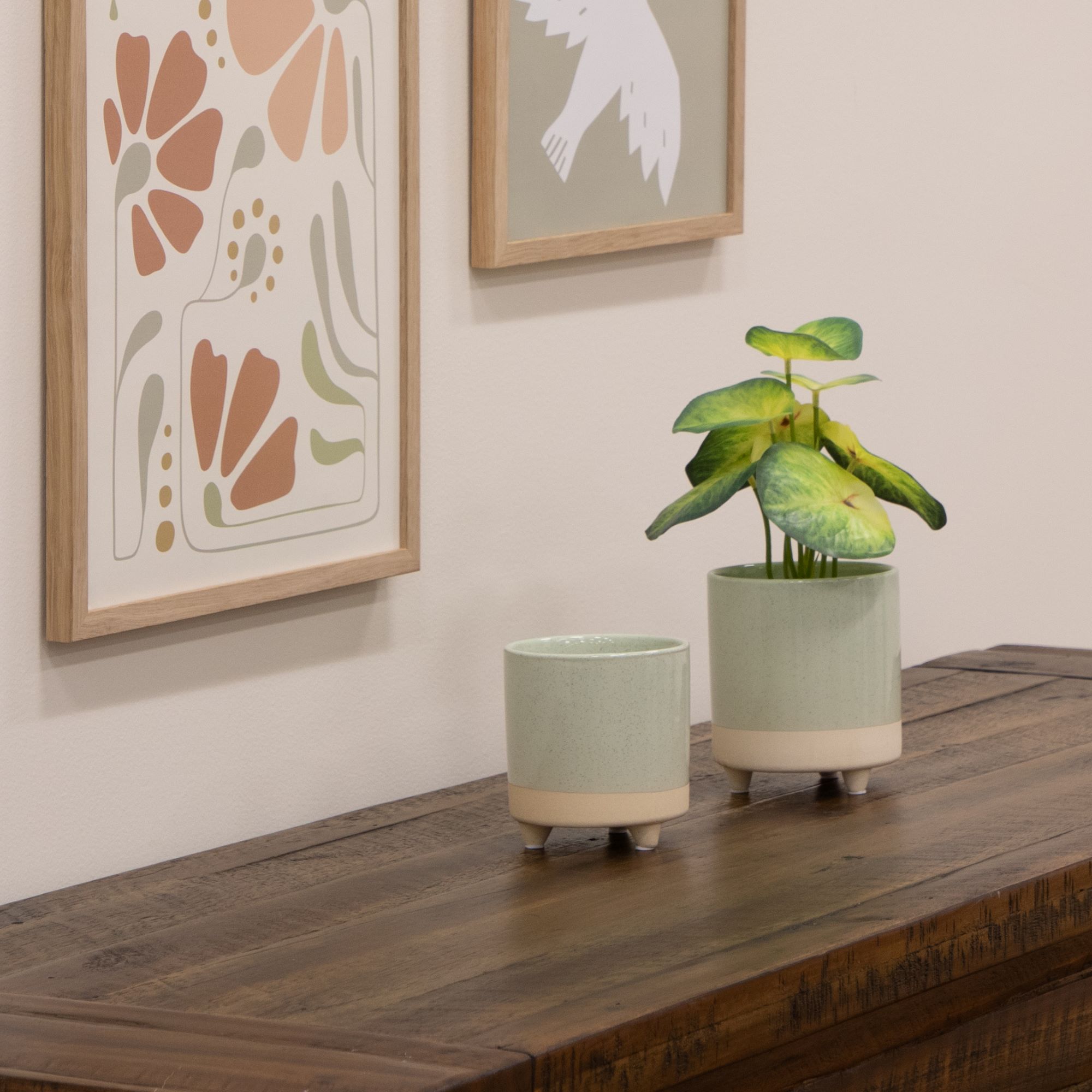 Mainstays 5-Inch Two-Tone Green Ceramic Footed Planter photo 6