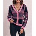 thumbnail image 3 of Womens Long Sleeve Cardigan Sweaters Plaid Fuzzy Knit V Neck Button Down Cardigans, 3 of 6