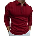 thumbnail image 3 of BiZtdJrK Mens Quarter Zip Polo Shirts Solid Long Sleeve Casual Shirts Lightweight Breathable Slim Fit Shirts Deal&nbsp;of&nbsp;The&nbsp;Day&nbsp;Prime&nbsp;Today Red XL, 3 of 6