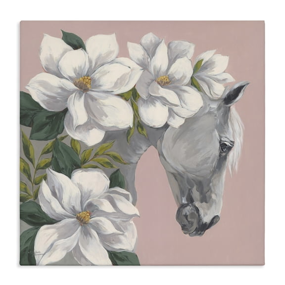 Stupell Industries Cottage Sweet Maggie Floral Horse Canvas Art, 17 x 17, by Michele Norman