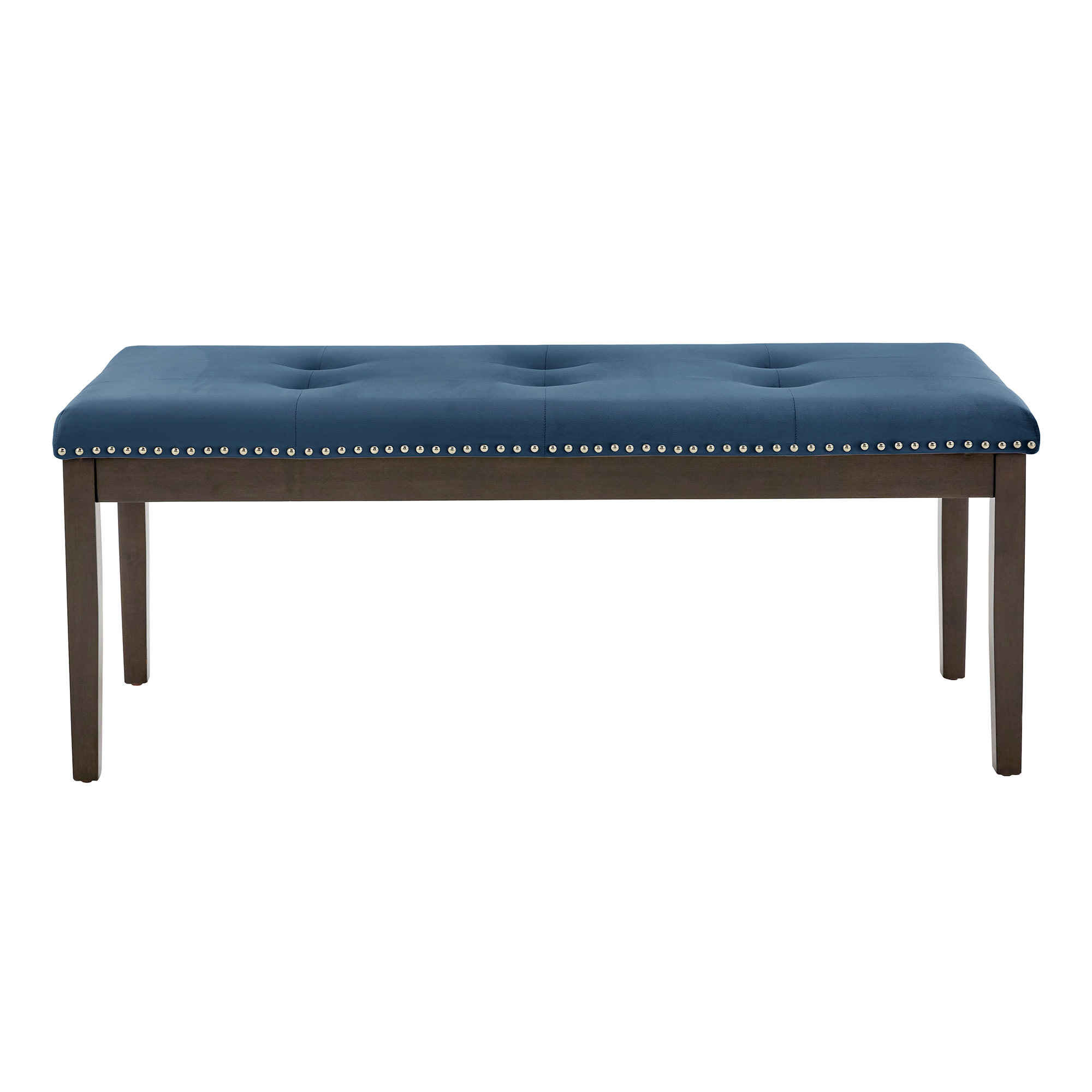 Weston Home Banford Velvet Tufted Nailhead Bench, Blue
