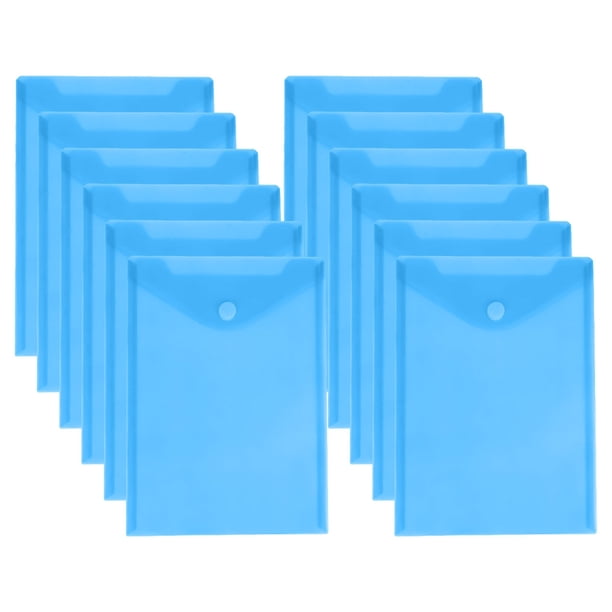 Bolsa de archivo adhesiva vertical Desiderio de 12 piezas, material de oficina, bolsa de archivo adhesiva, bolsa de información de plástico transparente de color simple, azul