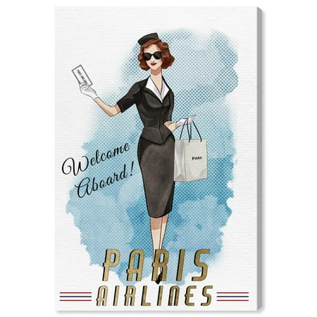 White And Gold Art Wynwood Studio 'Paris Stewardess' Fashion and Glam Wall Art Canvas Print - White, Gold, 24