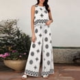 thumbnail image 5 of Enjoytime Vacation Outfits for Women Printed Travel Casual 2 Piece Sets Crew Neck Sleeveless Tops Wide Leg Pants Matching Set, 5 of 6