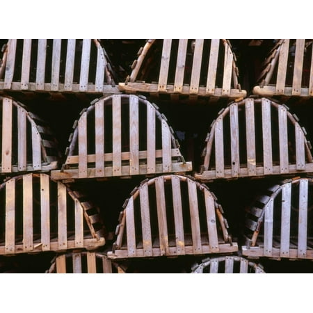 Trout Trap - Canada, Newfoundland, Trout River, Tidy Stack of Wooden Lobster Traps Print Wall Art By John Barger