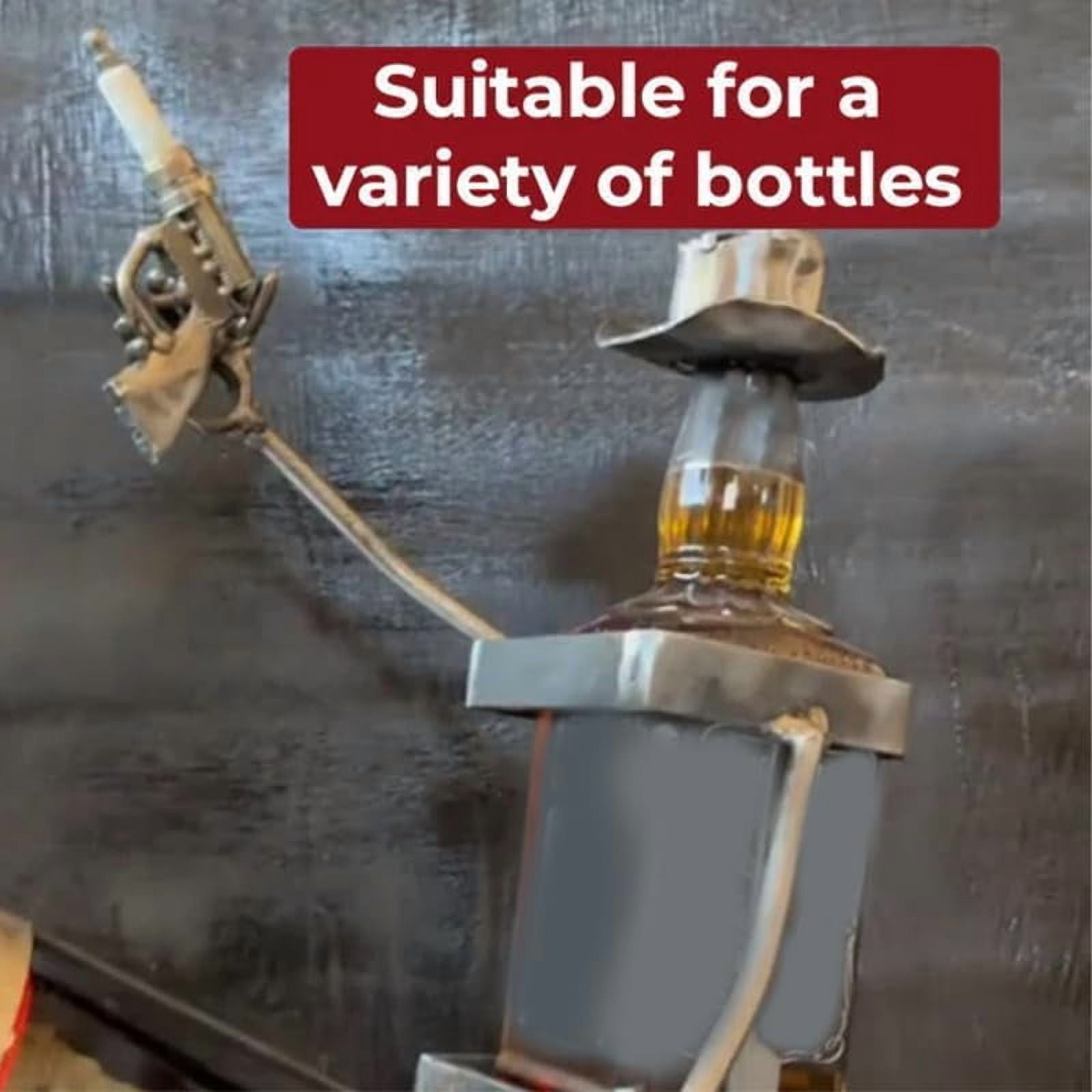 Produktbild von Totenkopf-Flaschenständer Aus Metall – Lustiges Skelett-Design Für Wein, Whiskey, Bier & Cola – Steampunk Deko In Gold