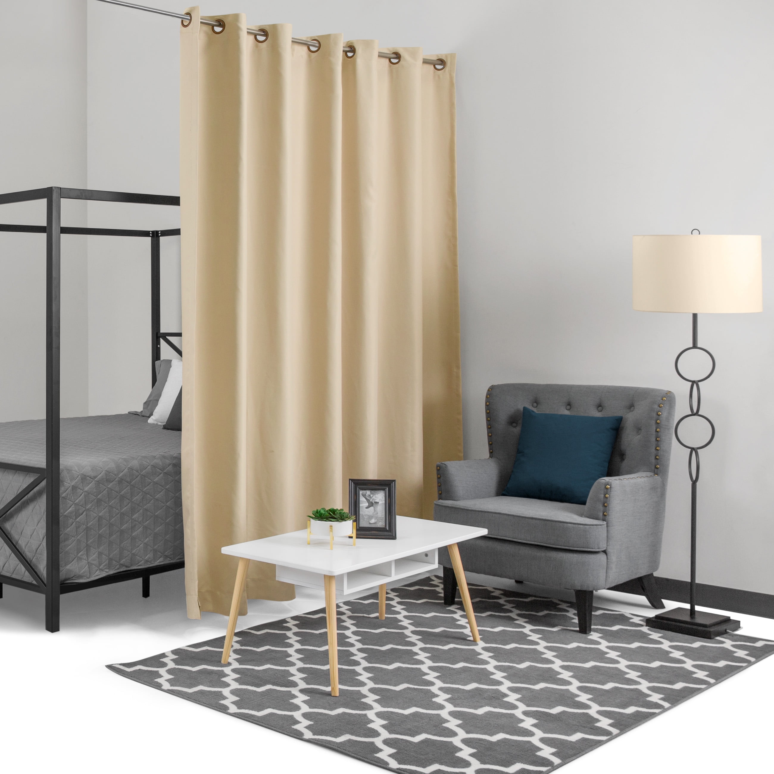 Best Choice Products 10x8ft Heavyweight Multi Purpose Privacy Blackout Room Divider Curtain With Grommet Rings Beige Walmart Com Walmart Com