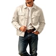 thumbnail image 6 of Men's Long Sleeve Button Front Workwear Jacket with Dual Chest Pockets Solid Color Casual Fall Outerwear for Daily Wear, 6 of 6