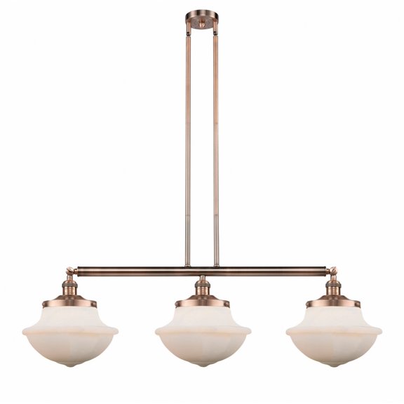 213-AC-G541 Innovations Lighting Oxford - 3 Light Island In Traditional Style-12 Inches Tall and 42 Inches Wide-Antique Copper Finish-Matte White