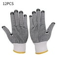 thumbnail image 1 of Matsuzay 12 pares de guantes de trabajo antideslizantes de hilo de algodón con puntos de PVC para pintor, mecánico, construcción de Cadenas y protecciones para puertas de seguridad negro, 1 of 6