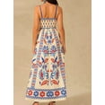 thumbnail image 3 of Womens 2025 Summer Floral Maxi Dress Sleeveless Spaghetti Strap Printed Smocked Boho Beach Long Dress Red & Blue S, 3 of 4