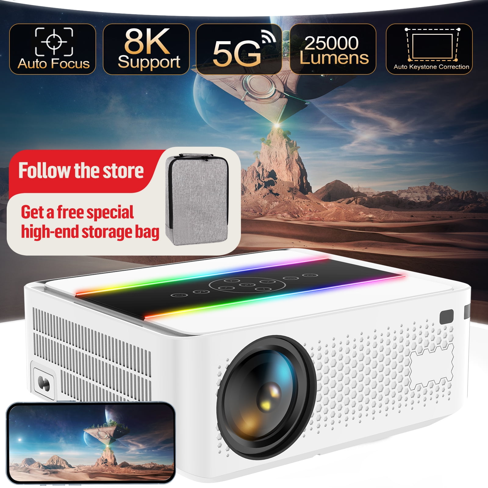 HP CC200 FHD LCD LED Projector with Roku Express HD
