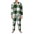 thumbnail image 3 of Disketp Green White Lumberjack Plaid Mens Pajama Set, Soft Warm Long Sleeve Sleepwear, Cozy Button-Down Pjs for Men-Small, 3 of 7