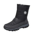 thumbnail image 2 of Womens Winter Mid Calf Snow Boots Fashion Warm Round Toe Short Boots Flat Sole Fleece Lined Boots For Cold Weather Comfort Snow Boots For Women, 2 of 5
