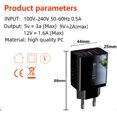 thumbnail image 5 of Cargador de carga rápida QC3.0 5V3A Cabezal de carga para teléfono móvil estándar europeo y americano británico Adaptador de viaje de alta potencia de 15 W, 5 of 5