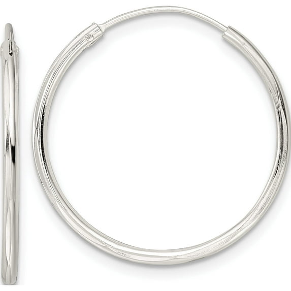 Sterling Silver Diamond-Cut 1.5X25mm Endless Tube Hoop Earrings (25.4 X 25.7) Made In India qe15815