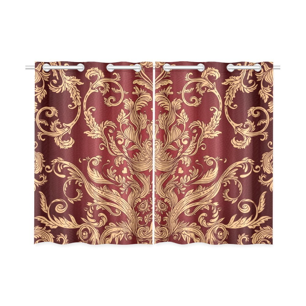 YUSDECOR Vintage Ornate Baroque Window Curtains Kitchen ... on {keyword}