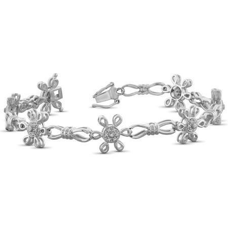 JewelersClub White Diamond Accent Sterling Silver Flower Bracelet, 7.25