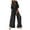 Black, variant on Wdfiry Jumpsuit for Women Clearance Baggy Long Sleeve Playsuit Elastic Waist Straight Wide Leg Jumpsuit