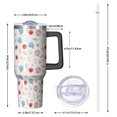 thumbnail image 2 of 40oz Pioneer Flower Floral Print Pattern Insulated Tumbler with Handle, BPA-Free Leak Proof Lid and Straws, Double Wall Vacuum, Hot 12h/Cold 34h, 2 of 6