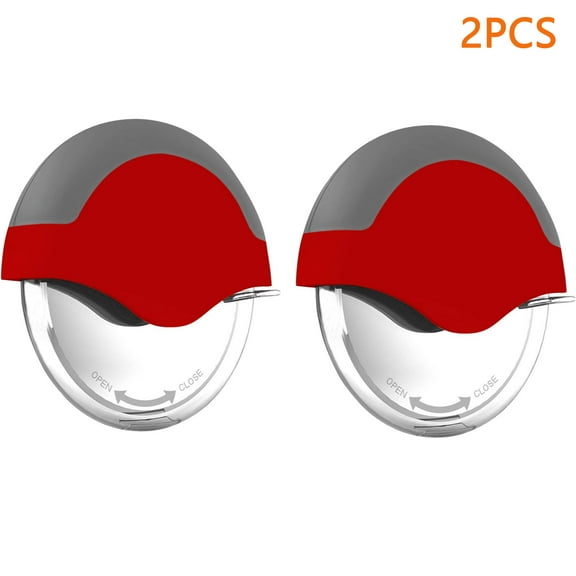 Red Pizza Cutter Wheel with Protective Blade Cover, improved, Super Sharp, Easy To Use and Clean, Slicer, Ergonomic Rubberized Grip, heavy dutty, Stainless Steel, Dishwater Safe（2 PCS）