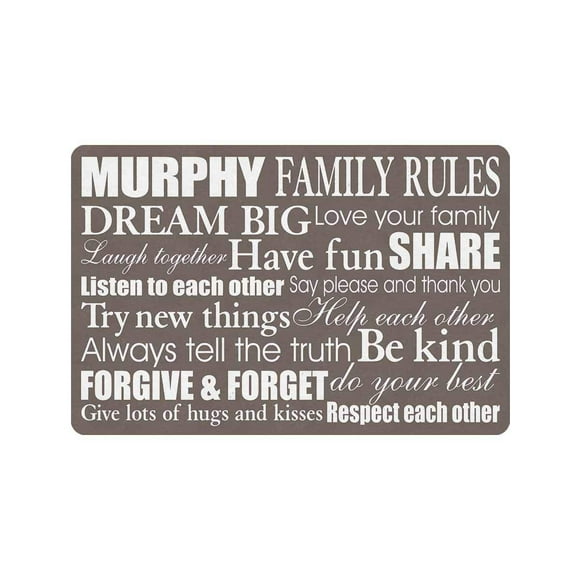 MyPupSocks Personalized Doormat Text Name Family Rules Custom Outdoor/Indoor Funny Doormat Floor Door Mat