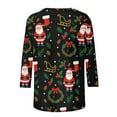 thumbnail image 4 of Craaazy Christmas Gifts For Women Crew Neck 3/4 Sleeve Xmas Shirts Funny Santa Christmas Tree Graphic Pullover Snowman Sweatshirts Womens Tops, 4 of 6