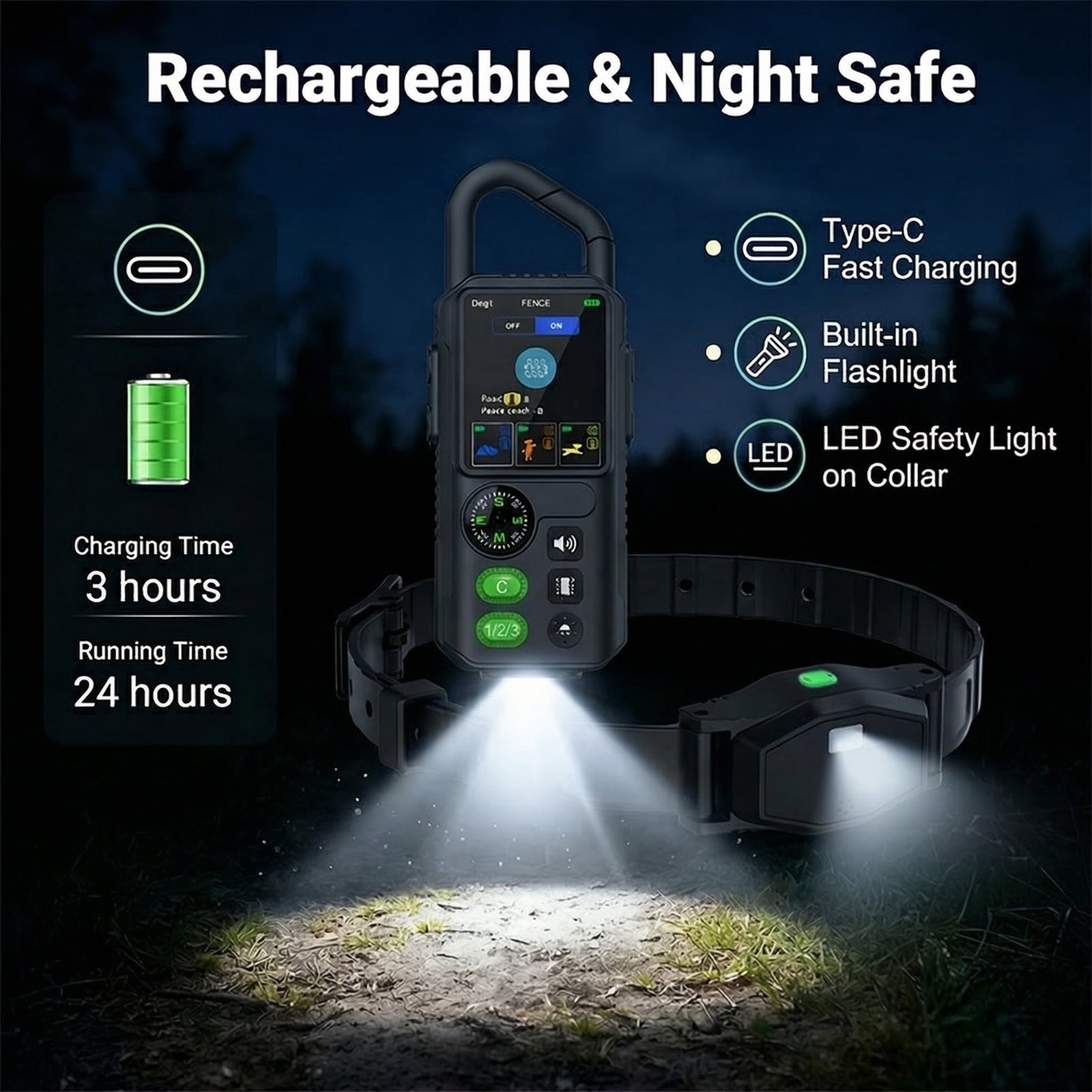 Electric Fence for Dog with Remote Training Collar, Up to 3300ft Fenceless Dog Collar System for Medium Large Dogs, Adjustable Rechargeable Collar