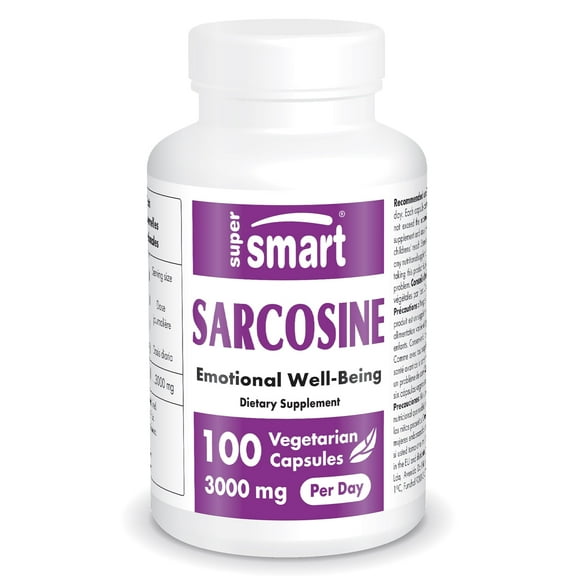 SuperSmart - Sarcosine 3000 mg per Day - Nootropic Supplement | Non-GMO & Gluten Free - 100 Vegetarian Capsules