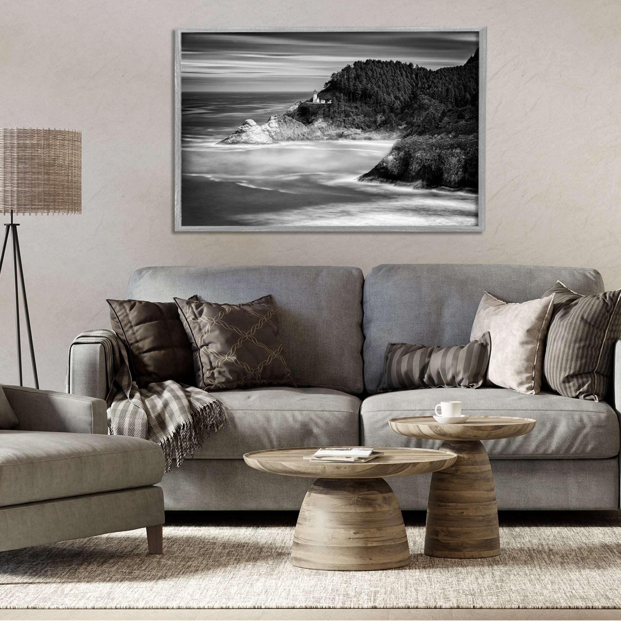 Stupell Industries Perched Above The Pacific Gray Framed Giclee Art, design by Rick Berk