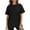 Black, variant on Oversized T Shirts for Women 2025 Summer Fashion Clothing 3/4 Sleeve T-shirt Round Neck Summer Shirt Blouses
