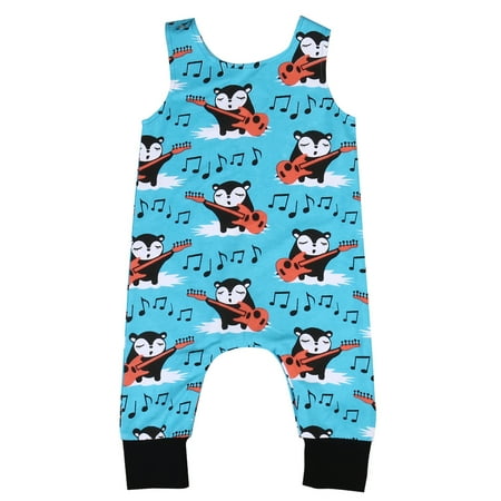 

TOPGOD Infant Baby Unisex Summer Romper Cartoon Fox Playing Guitar Printed Sleeveless Bodysuit