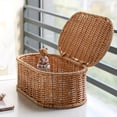 thumbnail image 4 of Cesta de Almacenamiento de Ratán Sintético Bohemio - Caja de Almacenamiento Tejida, para Cubiertos A Prueba de Polvo, Cesta Organizadora para el Hogar y la Cocina L, 4 of 5