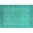thumbnail image 1 of Ahgly Company Machine Washable Indoor Rectangle Oriental Turquoise Blue Traditional Area Rugs, 8' x 10', 1 of 4