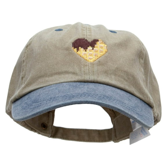 Chocolate on Waffle Embroidered Pigment Dyed Wash Cap - Khaki Navy OSFM