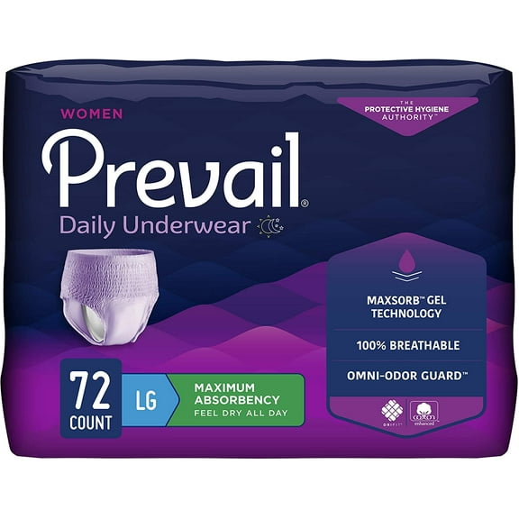 Prevail Proven | Large Pull-Up | Women's Incontinence Protective Underwear | Maximum Absorbency | 72 Count