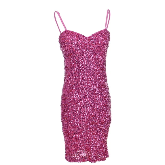 Feinuhan Womens Adjustable Strap Sequin Sleeveless Bodycon Mini Party Dress