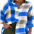 thumbnail image 1 of Women‘s Plus Size Button Down Plaid Tops Casual Loose Long Sleeve Shirts Blouses, 1 of 6