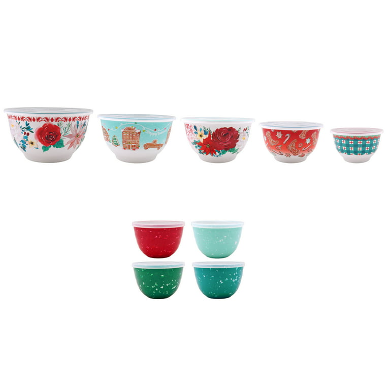The Pioneer Woman Melamine Mixing Bowl Set with Lids, 18 Piece Set, Wishful  Winter 