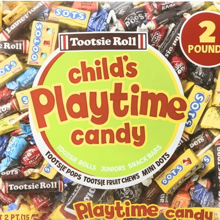 Tootsie Playtime Mix Bulk Candy Bag – 2 lb Assorted Candy Variety Pack, Individually Wrapped Party Candy, Peanut-Free & Gluten-Free Mix
