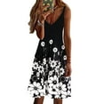 thumbnail image 1 of LilyLLL Womens Spaghetti Strap V Neck Summer Beach Sundresss Printed Swing Dress, 1 of 2